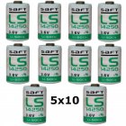 50x Lithium batteri Saft LS14250 1/2AA 3,6Volt