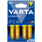Batteri till Lssystem Varta Longlife Power Alkaline LR6 AA 4/ Blister 100 paket 04906121414