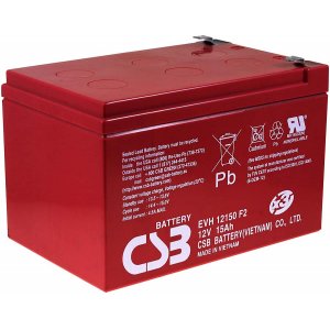 CSB blybatteri EVH12150/X3 12V 15Ah Cyklisk