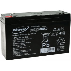 powery Bly-Gel batteri 6V 12Ah