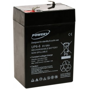 powery Bly-Gel batteri 6V 6Ah