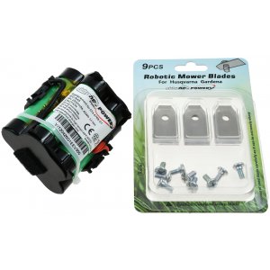 powerbatteri till Robotgrsklippare Gardena R70Li / R40Li / R45Li / R38Li inkl. 9x ersttning Messr Klingen