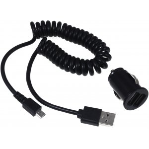 Fordon uppladdning adapter 12-24V 2 x USB incl. USB spiralkabel fr Micro USB