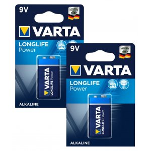 2 batterin Varta typ 6LF22, PP3, 6LR61, 9V-Blockbatterir 2x 1/ Blister