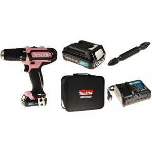 Makita batteri-slagborrmaskin Set HP331DSAP1 Pink 12V, 24W, inkl. transportvska och Bits