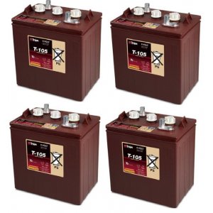 Batteri fr golfbil Yamaha, EZ Go, Club Car och Melex Trojan T-105 Deep-Cycle bly-batteri Set 24v 225AH (4 X T-105)
