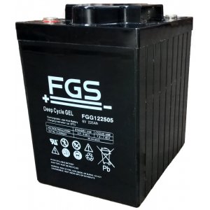 Batteri till Solar, Solfngare, Solceller FGS FGG122505 Cyklisk Gel blybatteri 6V 225Ah