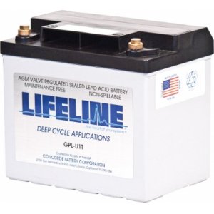 Batteri till Solar, Solfngare, Solceller Lifeline Deep Cycle blybatteri GPL-U1M 12V 33Ah