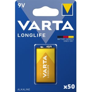 Batteri till Lssystem Varta Longlife Power Alkaline 6LR61 E 1/ Blister 50 paket 04922121411