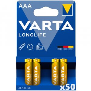 Batteri till Lssystem Varta Longlife Power Alkaline LR03 AAA 4/ Blister 50 paket 04903121414
