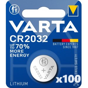 Batteri till VVS Varta CR2032 knappcell Lithium 3V 1 Blister x 100 (100 batterier)