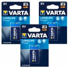 3 batterin Varta typ 6LF22, PP3, 6LR61, 9V-Blockbatterir 3x 1/ Blister