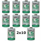 20x Lithium batteri Saft LS14250 1/2AA 3,6Volt