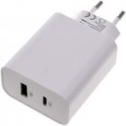 2 Port USB Quick Charger USB PD QC Adapter 45 W White 61756