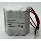 Nimh batteripaket 12V 850mAh AAA Std. 3-staket kabel (NH1020511)