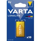 Batteri till VVS Varta Longlife Power Alkaline 6LR61 E 1/ Blister 10 paket 04922121411